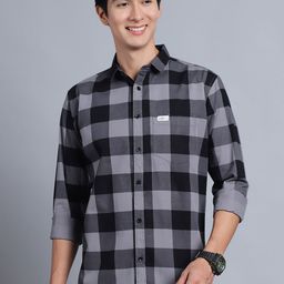 Majestic Man Men Comfort Slim Fit Opaque Checked Casual Shirt-image-100