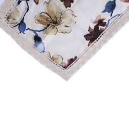 Kuber Industries Brown & Cream-Colored Floral Printed Table Runner With Lace Border image 3