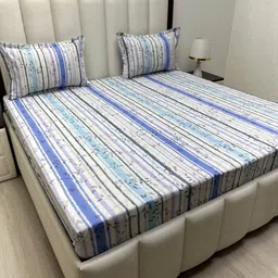 Pure Decor Ruby White Printed Pure Cotton 380 TC King Bedsheet Set-1.82 m x 1.93 m-image-84