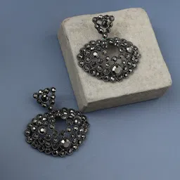 DressBerry Silver-Plated Artificial Stones Studded Contemporary Drop Earrings-image-67