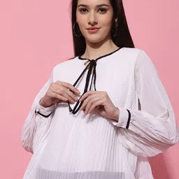 JAKANARY Tie-Up Neck Georgette Top-image-53
