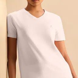 ALONGE Women V-Neck Cotton T-shirt-50