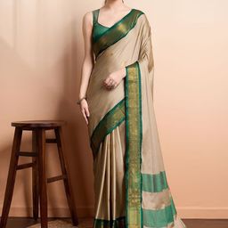 SILKWEAR Ethnic Motifs Zari Silk Cotton Kanjeevaram Saree-picture-28
