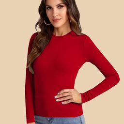 Dream Beauty Fashion Women Solid Round Neck Top-picture-3