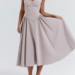 Outzidr Shoulder Straps Fit & Flare Midi Dress-picture-33