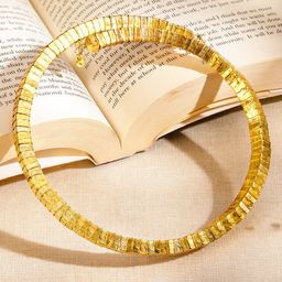 Rubans18K Gold-Plated Textured Link Statement Bold Choker Necklace-4