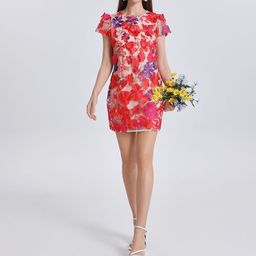 JC Collection Women Floral Printed Flutter Sleeve Sheath Dress-picture-41