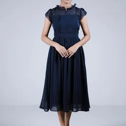 Eilaa Women Solid Fit And flare Midi Dress-51