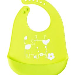 Syga Adjustable Snap Button Bib With Crumb Catcher Cartoon Print  - Green-4