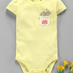 Fox Baby Short Sleeves Onesie Pop Corn Print - Light Yellow-image-13