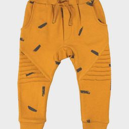 Nino Bambino 100% Organic Cotton Printed Full Length Trackies - Yellow-image-4