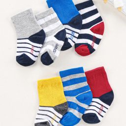 Cute Walk by Babyhug Anti-bacterial Ankle Length Socks All Over Printed Pack of 7 - Multicolour-image-11