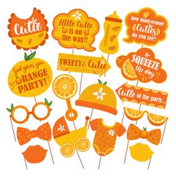 Zyozi Little Cutie Baby Shower Photo Booth Props Orange - Pack of 18-image-62