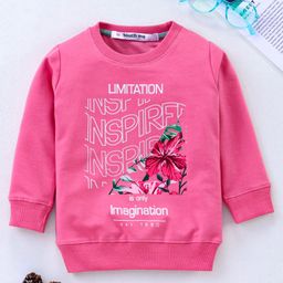 Touch Me Full Sleeves Sweatshirt Floral Graphic - Pink-image-40