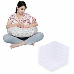 Lulamom Nursing Pillow with Cover Floral Print & Muslin Napkin - Grey White-image-115