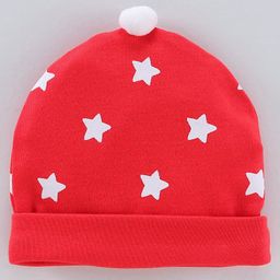Babyhyg 100% Star Printed Cotton Cap Red - Diameter 10.5 cm-image-16