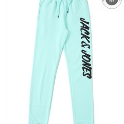 Jack & Jones Junior Full Length Sweat Pants Text Print - Blue-image-59