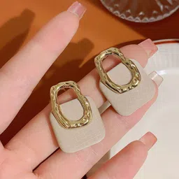 Krelin Gold-Plated Textured Geometric Shaped Studs image 3