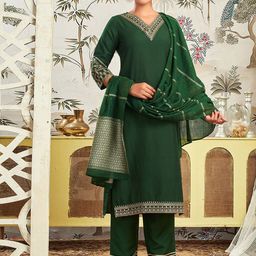 Skylee Pop Women Ethnic Motifs Embroidered Kurta with Trousers & Dupatta-image-65
