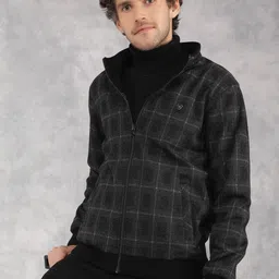 Crimsoune Club Checked Mock Collar Lightweight Bomber Jacket-18