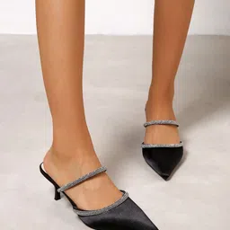PURPLEHUNT Embellished Slim Heeled Mules-14
