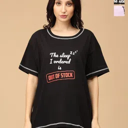 The Mom Store Women Pack Of 2 Typography Printed Round Neck Cotton Oversized T-shirts-image-98
