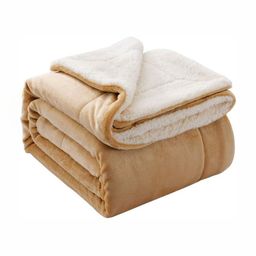 bsb home Beige & White Fleece Heavy Winter 500 GSM Single Bed Blanket-21
