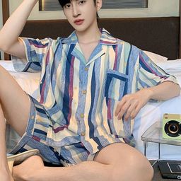 StyleCast Striped Shirt collar Night Suits-image-56
