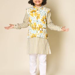 LIL PITAARA Boys Printed Regular Pure Cotton Kurta with Pyjamas-image-91