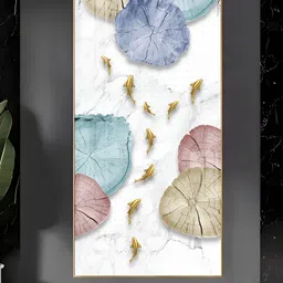 THE NEXT DECOR Golden Fish Umbrella Mosaic Glass Finish Vertical Wall Art-image-8