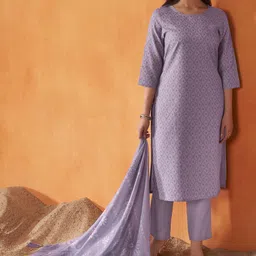 anouk rustic Anouk Ethnic Motifs Printed Straight Kurta With Trouser And Dupatta image 5