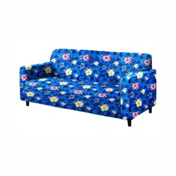 Stylista Blue 3 Seater Stretchable Protector Sofa Cover With Arms-image-62