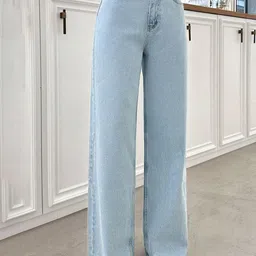 NUCOUTHS Women Super Wide Leg High-Rise Stretchable Denim Jeans-picture-43