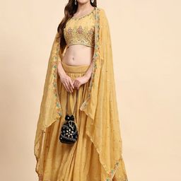 NEEL ART Embroidered Sequinned Semi-Stitched Lehenga & Unstitched Blouse With Dupatta-image-80