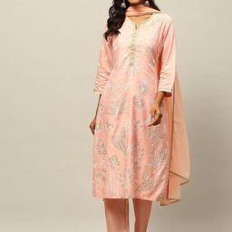 Rangriti Floral Printed Straight Kurta With Palazzos & Dupatta-image-85