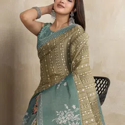 GULKEE FAB Geometric Print Tissue Saree-picture-14