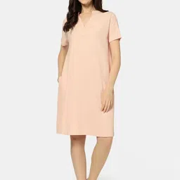Zivame Women Pure Cotton V-Neck T-shirt Nightdress-image-93