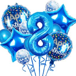 Solid Birthday/Anniversary Party Decoration Foil Plain 8 Number 32" Helium Supported Letter Balloon-image-98