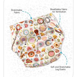 Babyhug Free Size Reusable Cloth Diaper With Insert Floral Print - Cream image 2