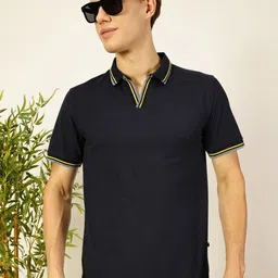 Thomas Scott Men Solid Polo Collar Cotton T-shirt-image-53