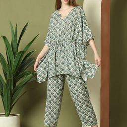 ETC Women Printed Pure Cotton Kaftan Night suit-picture-34