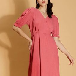 DressBerry Women V-Neck Wrap Above Knee Dress-image-111