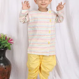 Polka Tots Boys Printed Regular Pure Cotton Straight Kurta with Dhoti Pants-53