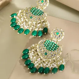 Rubans 22k Gold-Plated Kundan Studded Classic Chandbalis-image-26