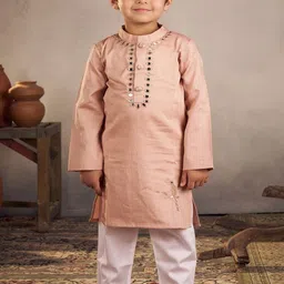 Vivedkids Boys Embroidered Regular Mirror Work Kurta with Trousers-50