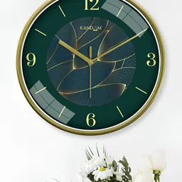 RANDOM Yellow & Green Printed Round Contemporary Wall Clock-1