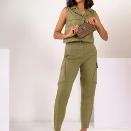 MABISH by Sonal Jain Sleeveless Pure Cotton Shirt & Cargo Co-Ords-picture-13