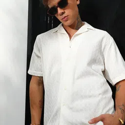 Campus Sutra Men Comfort Cuban Collar Solid Oversized Casual Shirt-picture-12