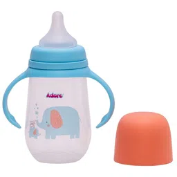 Adore White & Blue Printed Wide Neck Dual Anti-Colic Feeding Bottle With Twin Handle-250ml-image-26