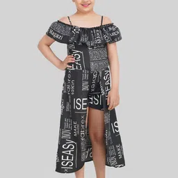 BEING NAUGHTY Girls Abstract Printed Fit & Flare Midi Dress-15